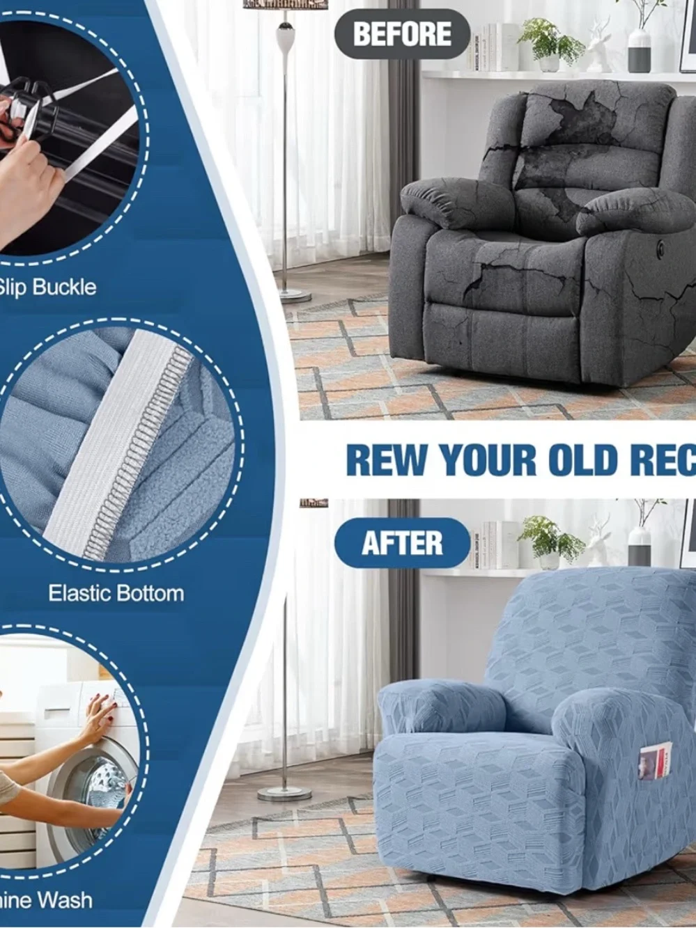 New blue recliner cover